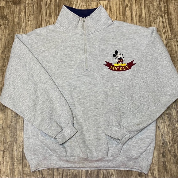 Disney Other - Disney Mickey Mouse Fleece Sweatshirt 1/4 Zip L